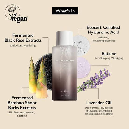 (Tónico facial hidratante) Haruharu Black Rice Hyaluronic Toner For Sensitive Skin 150ml
